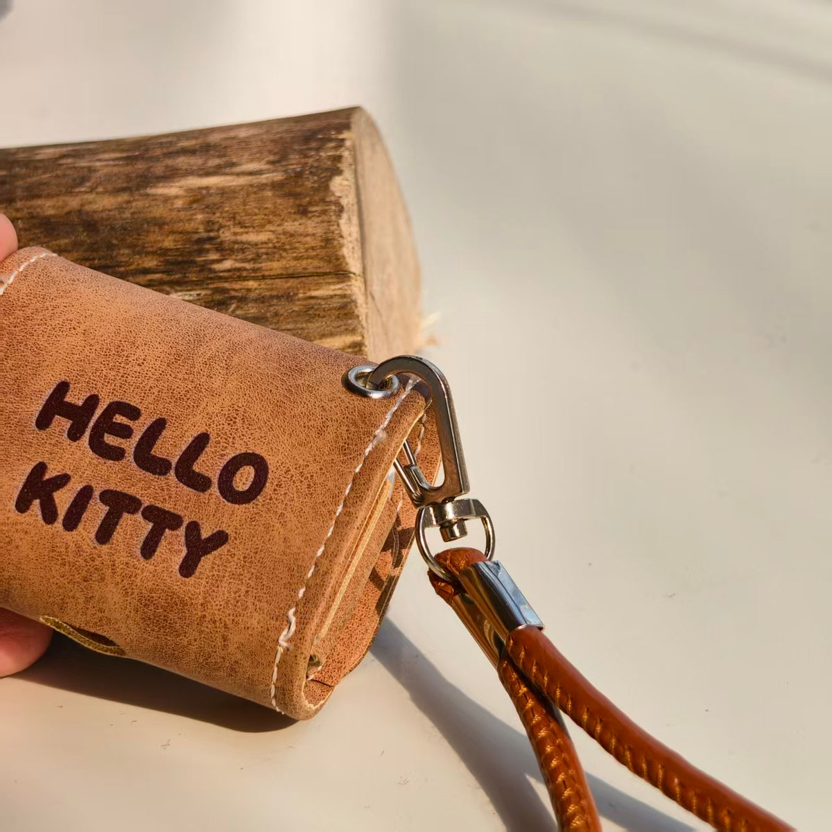 Vintage Skateboard Hello Kitty Leather AirPods Case with Wristlet Strap | Cute Retro Cartoon Cover | Compatible with AirPods 1/2/3/Pro | 2026 Trending Kawaii Accessory