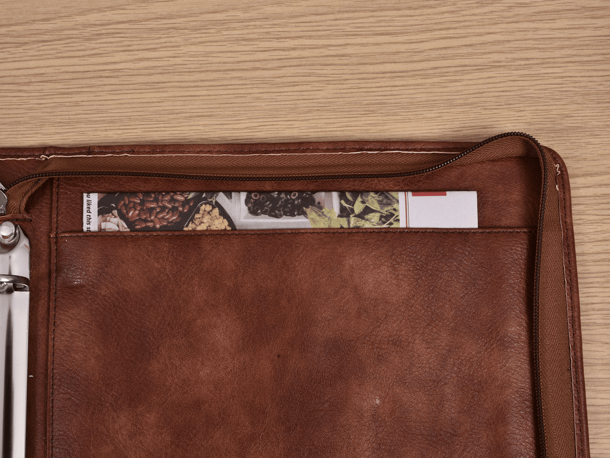 Personalized Vintage PU Leather A4 Portfolio Binder, Handmade Zipper Portfolio with Custom Name & Logo Embossing, Ring Binder, Laptop Pocket & Business Organizer