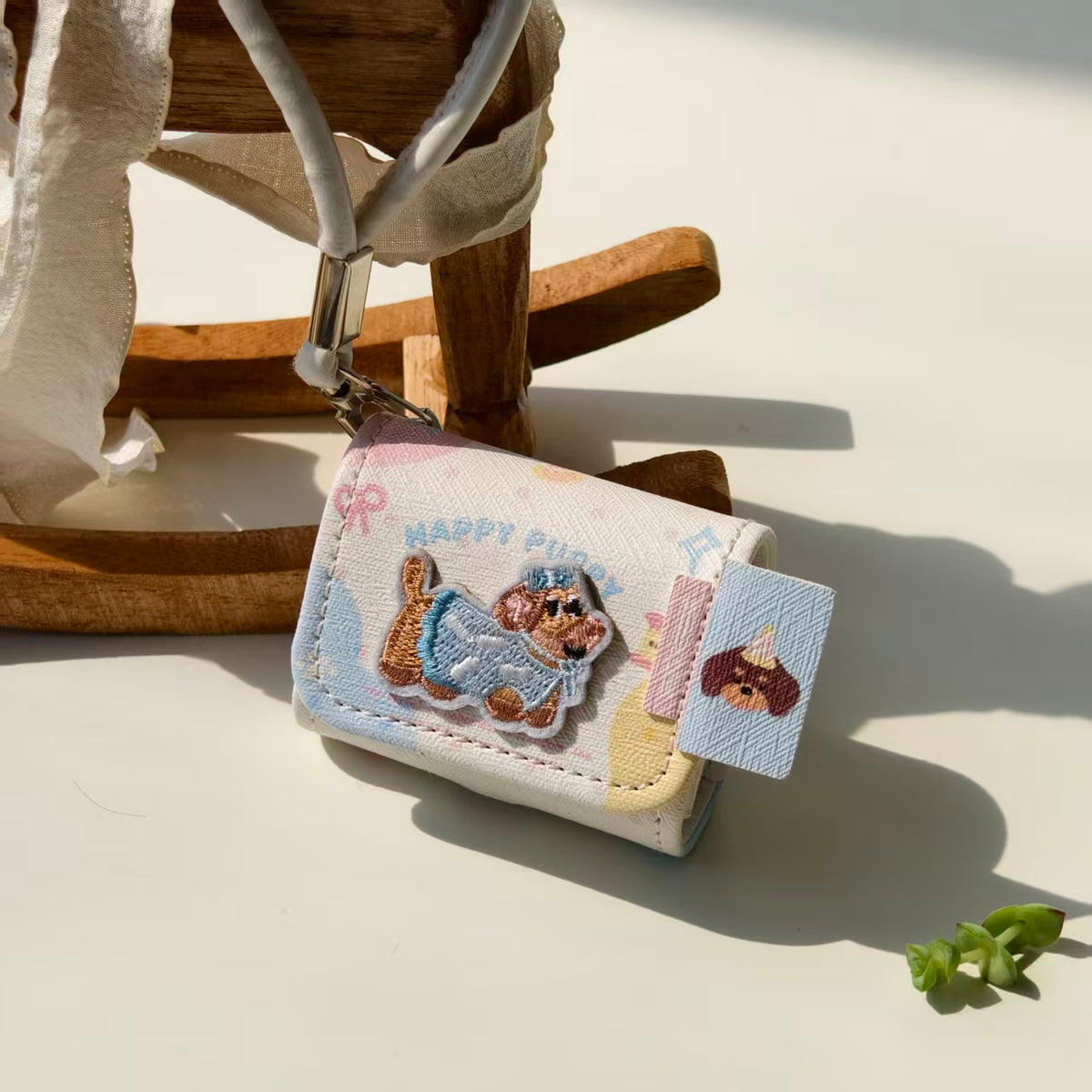 Cute Embroidered Dachshund Leather iPhone Case & AirPods Case Set | 2026 Trending Kawaii Dog Phone Cover for iPhone 12-17 Pro Max | AirPods 1/2/3/Pro | Retro Aesthetic Wristlet Strap