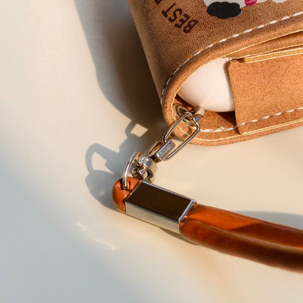 Vintage Best Friends Leather AirPods Case with Wristlet Strap | Cute Dog Bunny Bear Cartoon | Compatible with AirPods 1/2/3/Pro | Retro Aesthetic 2026 Trending