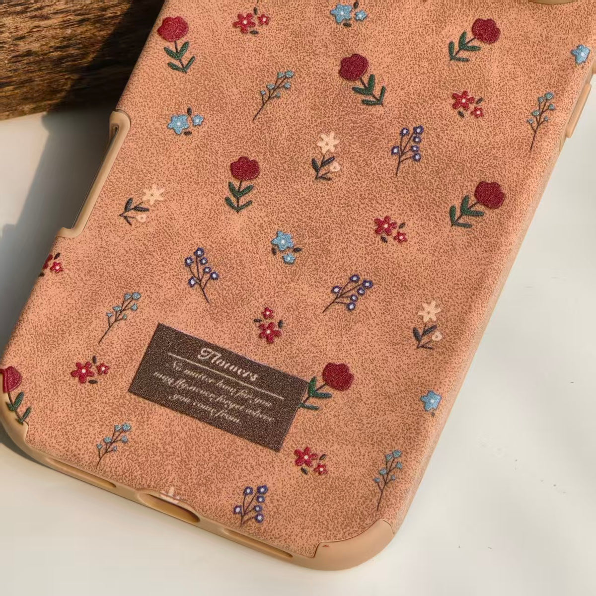 Cute Floral PU Leather iPhone Case – Vintage Aesthetic Faux Leather Phone Case, Soft Protective Cover for iPhone 14 15 16 Pro Max, Retro Flower Pattern Case