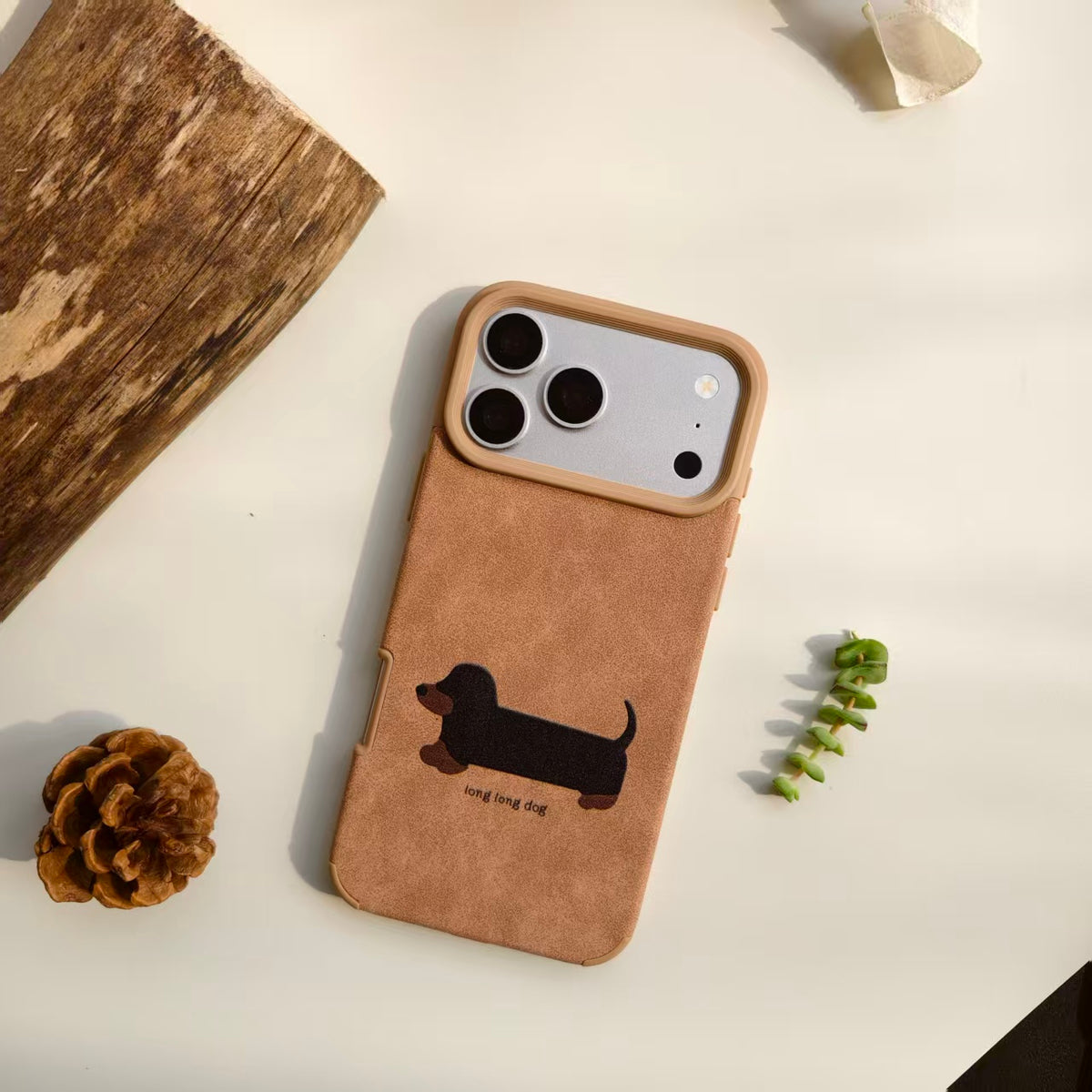 Vintage Dachshund Leather iPhone Case | Cute "Long Long Dog" Retro Brown Cover | Compatible with iPhone 12-17 Pro Max | 2026 Trending Pet Lover Aesthetic