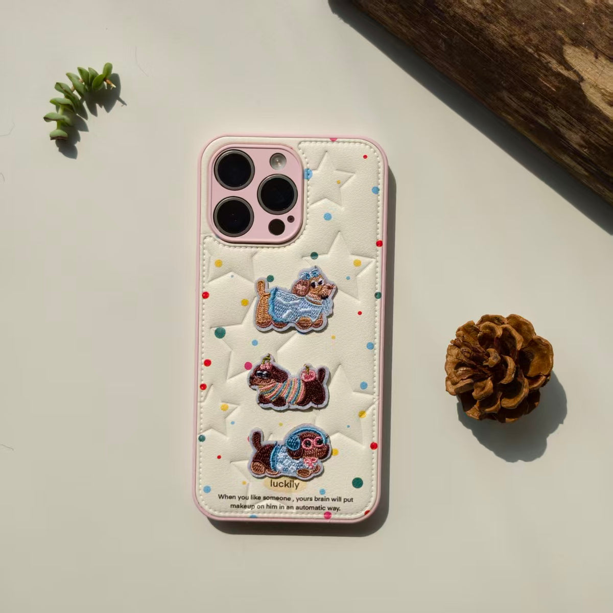 Cute Embroidered Dachshund Leather iPhone Case & AirPods Case Set | 2026 Trending Kawaii Dog Phone Cover for iPhone 12-17 Pro Max | AirPods 1/2/3/Pro | Retro Aesthetic Wristlet Strap