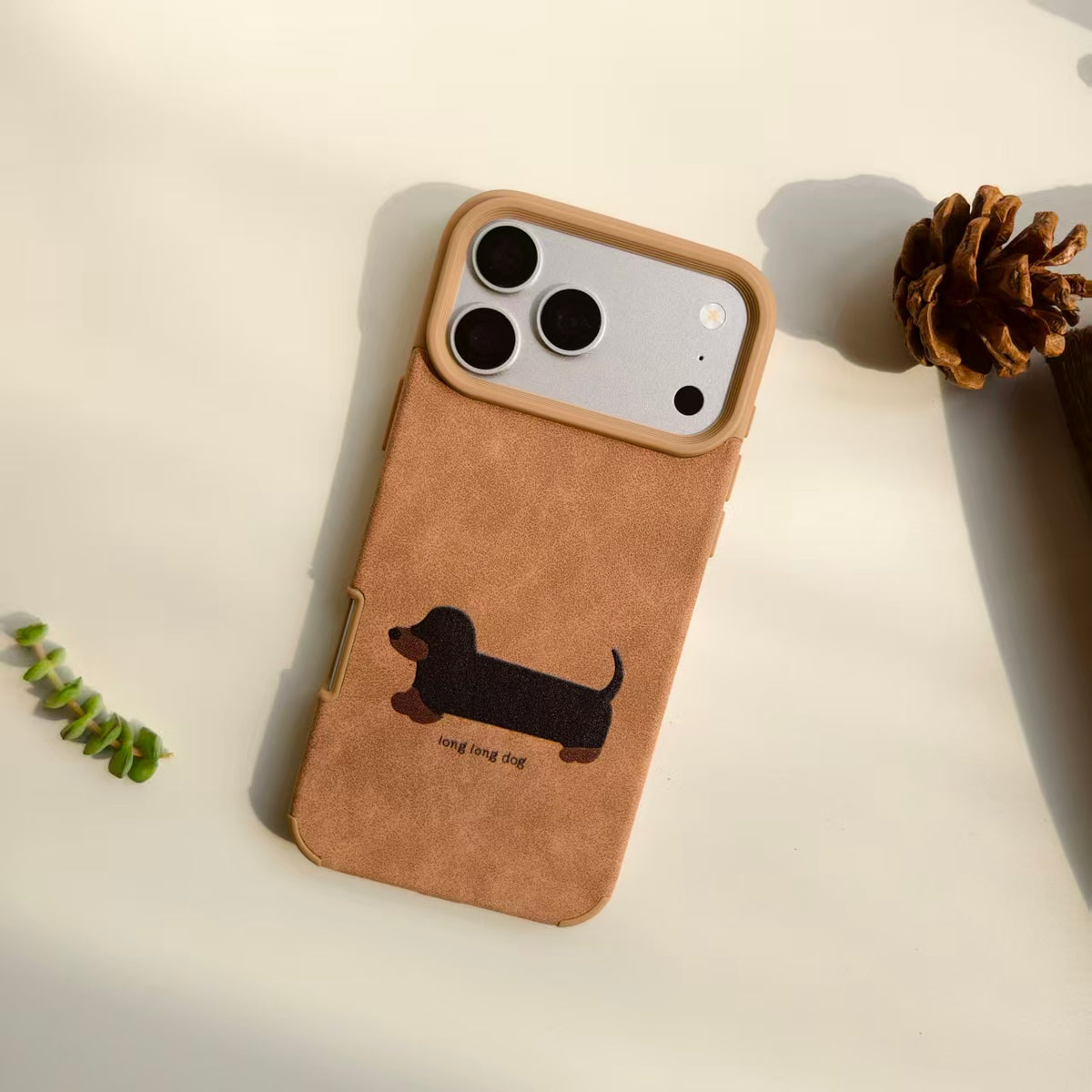 Vintage Dachshund Leather iPhone Case | Cute "Long Long Dog" Retro Brown Cover | Compatible with iPhone 12-17 Pro Max | 2026 Trending Pet Lover Aesthetic