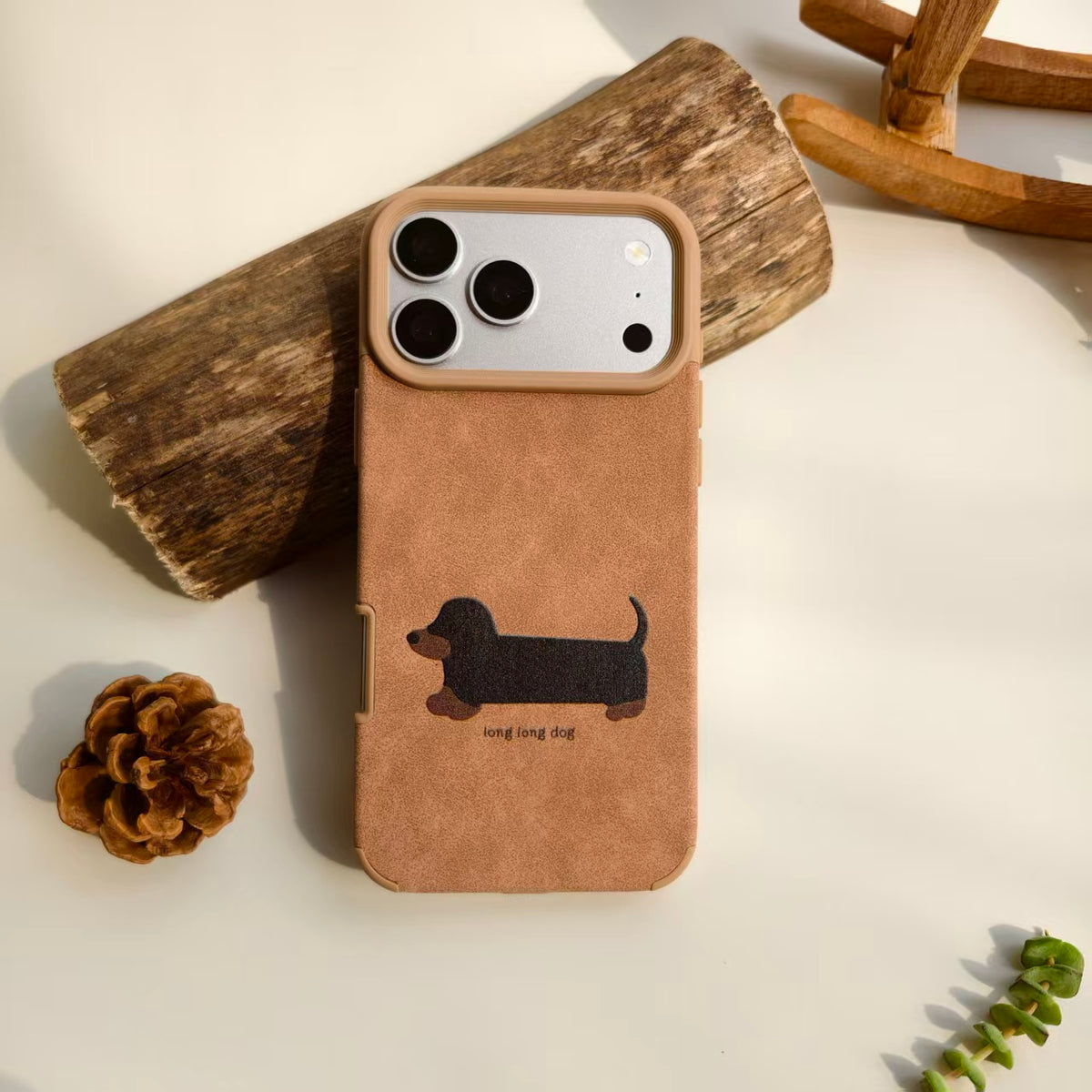 Vintage Dachshund Leather iPhone Case | Cute "Long Long Dog" Retro Brown Cover | Compatible with iPhone 12-17 Pro Max | 2026 Trending Pet Lover Aesthetic