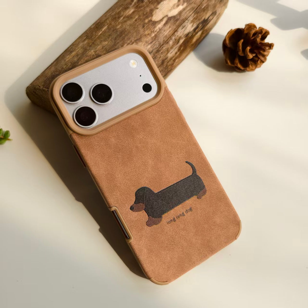 Vintage Dachshund Leather iPhone Case | Cute "Long Long Dog" Retro Brown Cover | Compatible with iPhone 12-17 Pro Max | 2026 Trending Pet Lover Aesthetic