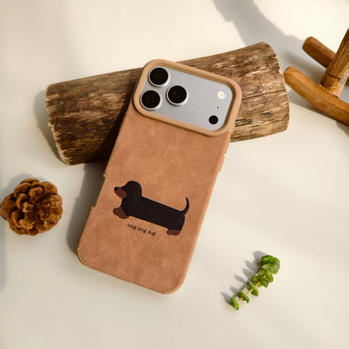 Vintage Dachshund Leather iPhone Case | Cute "Long Long Dog" Retro Brown Cover | Compatible with iPhone 12-17 Pro Max | 2026 Trending Pet Lover Aesthetic