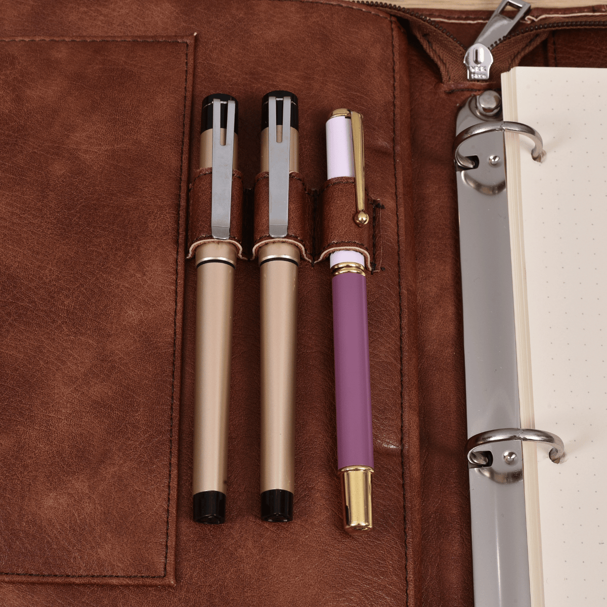 Personalized Vintage PU Leather A4 Portfolio Binder, Handmade Zipper Portfolio with Custom Name & Logo Embossing, Ring Binder, Laptop Pocket & Business Organizer